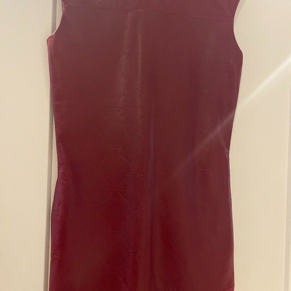 Longchamp Italy Sleeveless Leather Red Dress with Logos - S, 4, Designer - Picture 1 of 6
